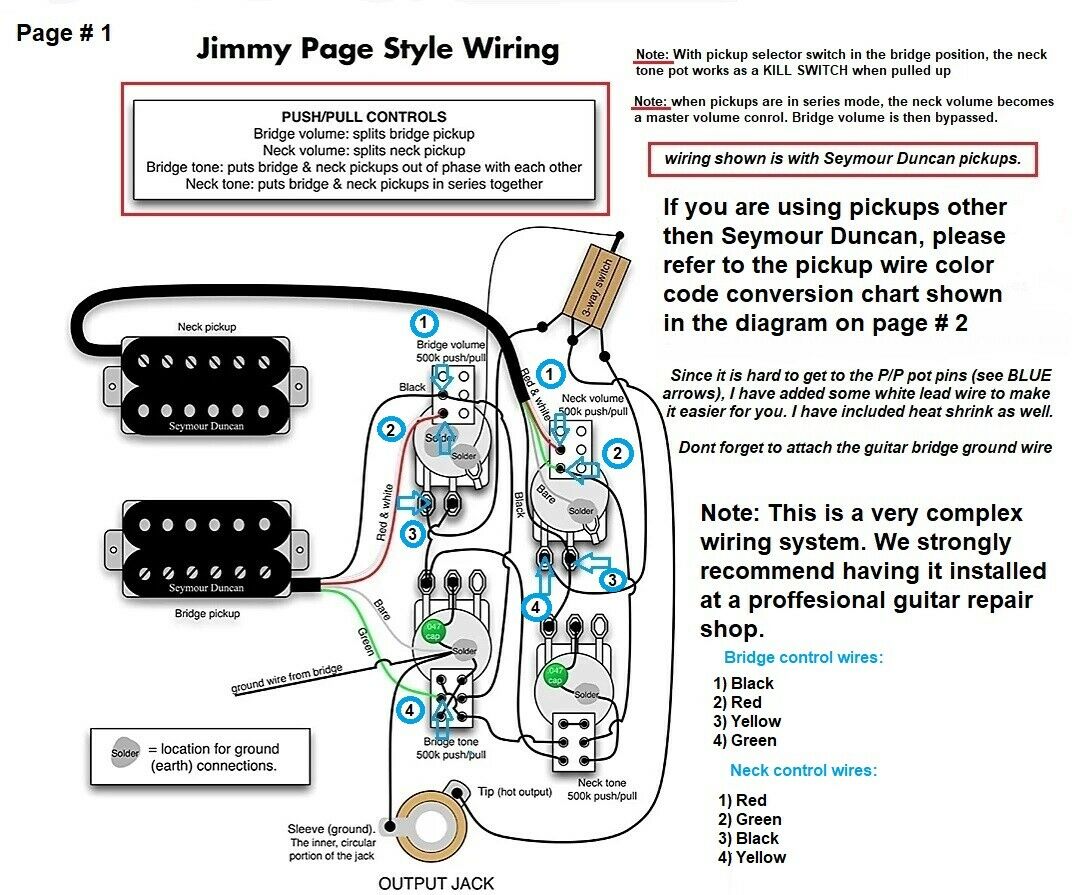Wiring Harness for Gibson SG Jimmy Page Starr Guitar Systems