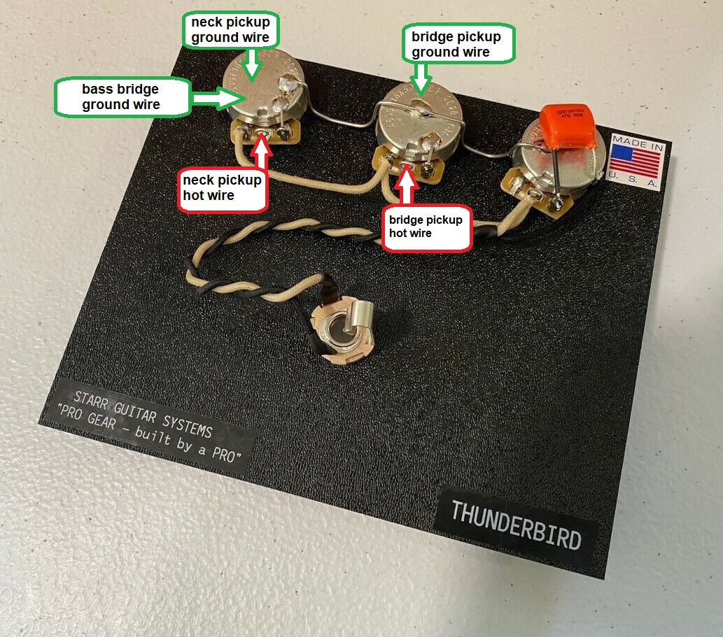 Wiring Harness for Gibson Thunderbird Bass PRO Starr Guitar Systems
