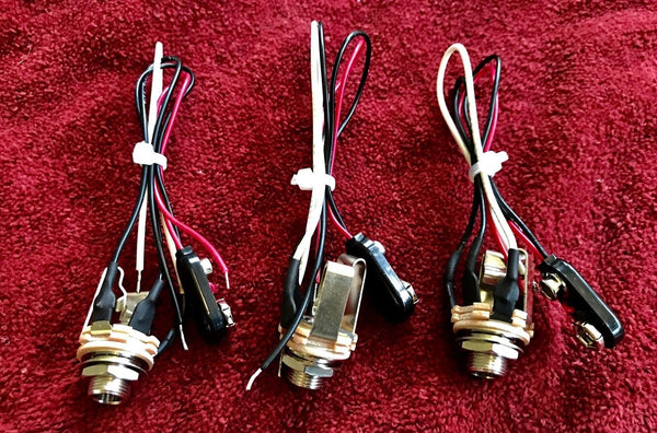 Prewired Switchcraft 12B 1/4" output jack with 9-volt connector (EMG) pack of 3