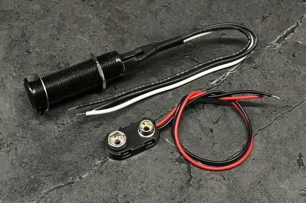 Pre wired Switchcraft 152B Stereo Long Threaded Jack with Battery Clip for EMG