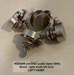 WD Left Handed 500K Audio Taper Pots Short Shaft (set of 4)